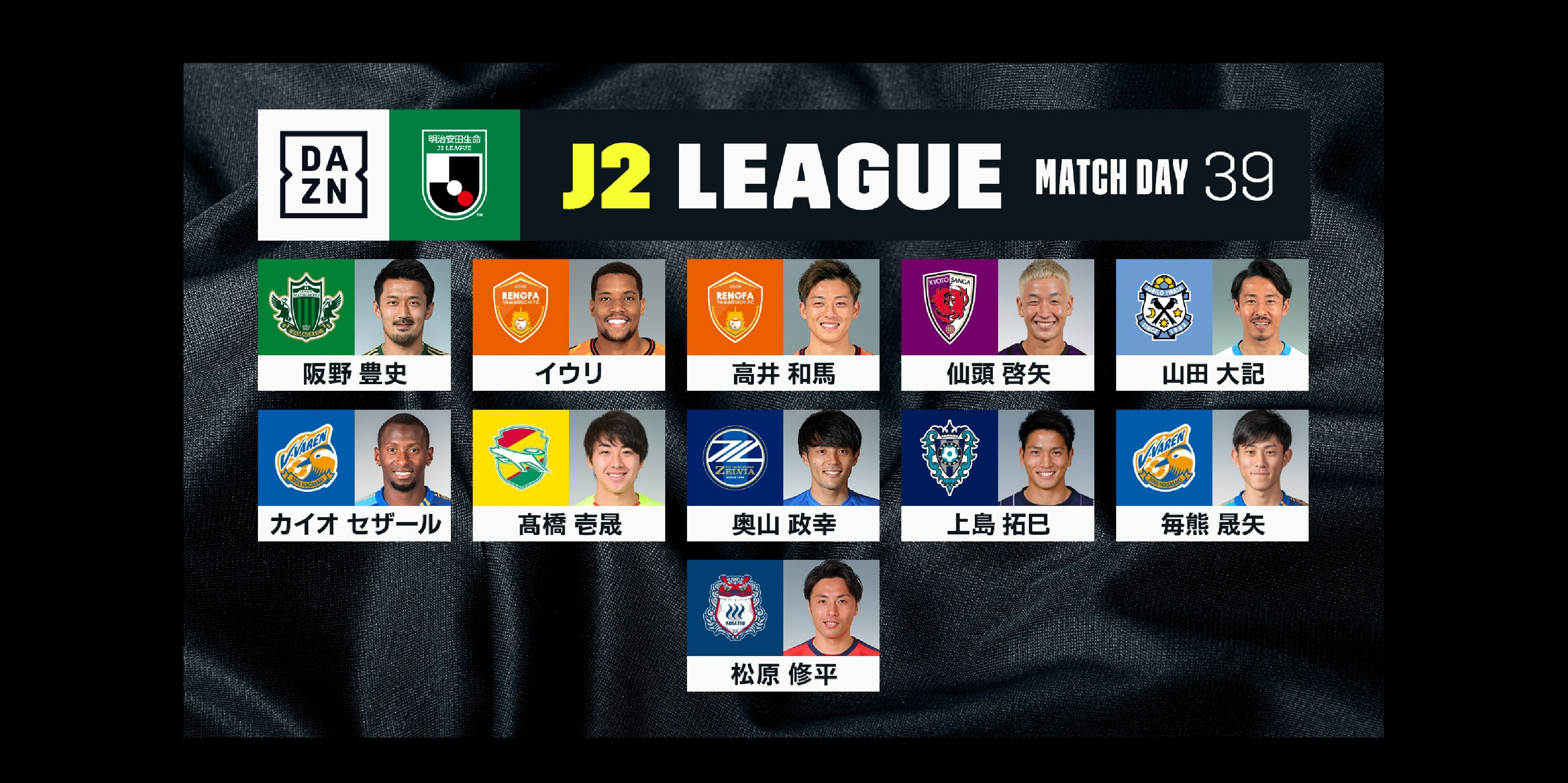【Ｊ２リーグ第39節･DAZN週間ベストプレーヤー】奥山政幸選手が選出！