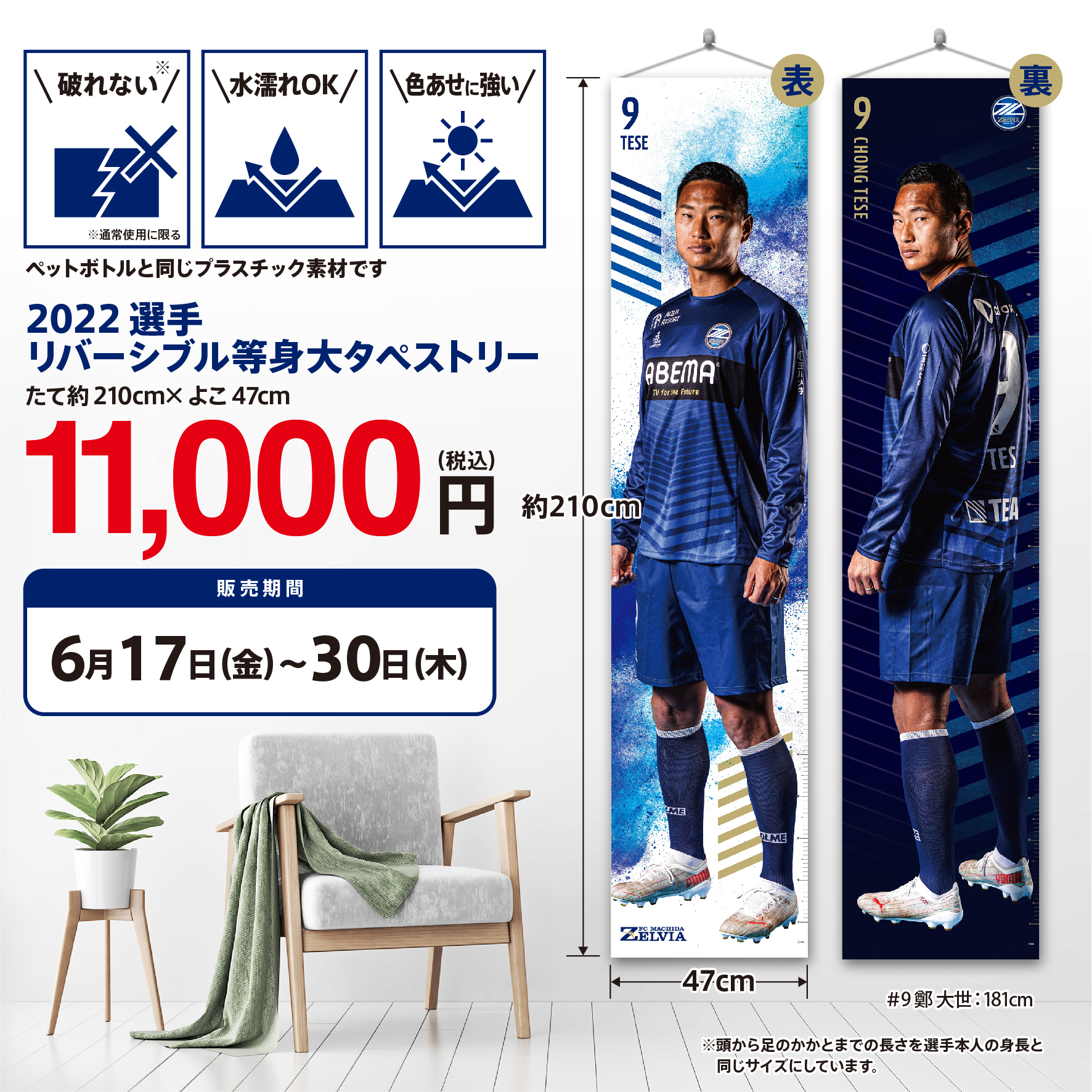 【受注販売】2022選手リバーシブル等身大タペストリー販売決定！