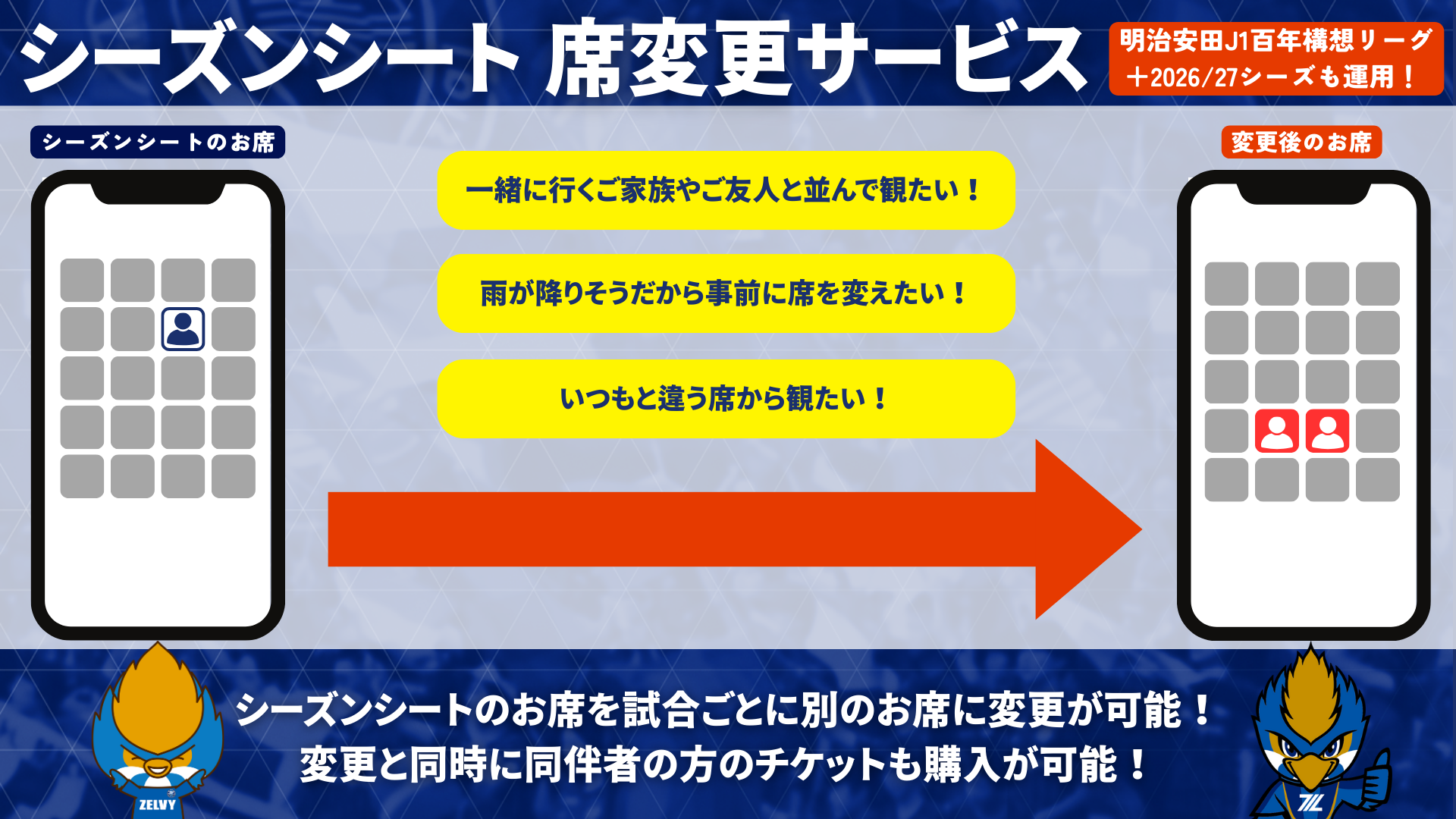 【明治安田J1百年構想リーグ＋2026/27】シーズンシート「席変更サービス」導入決定!